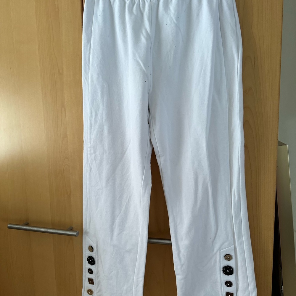 Soft Surroundings White Button-Detail Women's pull on pants size pet small